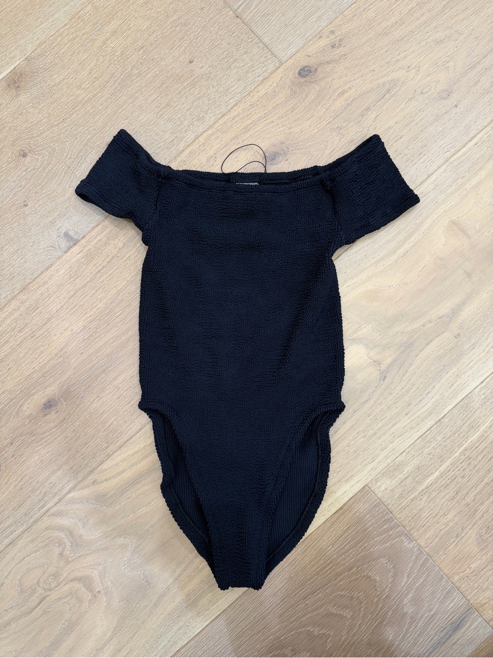 Hunza G Black Off-Shoulder Kids One-Piece